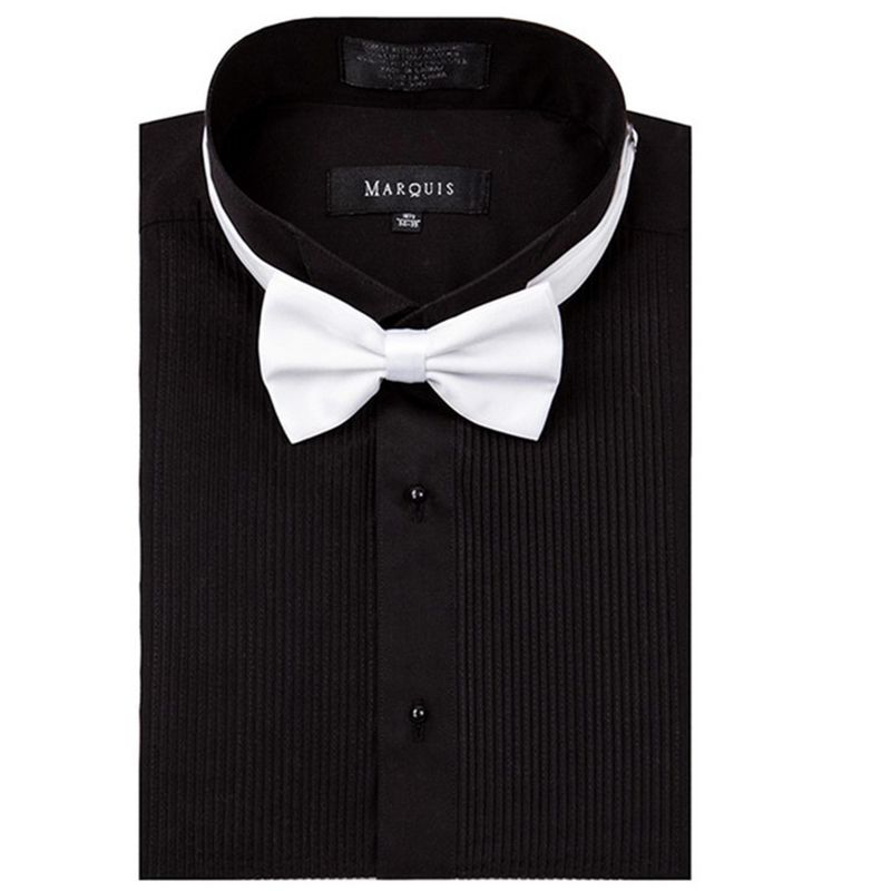 Marquis wing tip collar Regular Fit tuxedo dress shirt with bow tie, 1 of 4