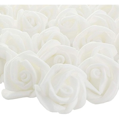 Bright Creations 200 Pack Rose Flower Heads, Artificial Flowers for Crafts & Wedding Decorations (White, 1 x 1 in)