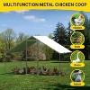 Outdoor Metal Chicken Coop with Dual Doors, Galvanized Chicken Run with Waterproof UV Cover, Large Spire Roof Hen House, 9.8' x 19.7' x 6.6' - 4 of 4