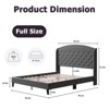 Jojoka Upholstered Platform Bed Frame with Wingback Headboard, Button Tufted, Nailhead Trim, No Box Spring Needed, Wood Slats Bed, Black - 2 of 4