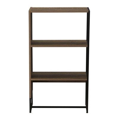 Ashwood and Black 3-Tier Adjustable Shelf Rack