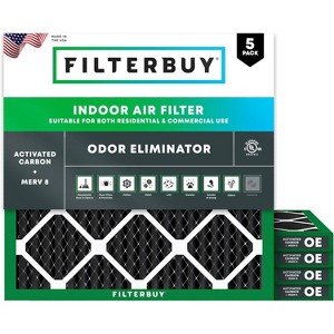 Filterbuy 16x16x1 Air Filter (5-Pack), Pleated MERV 8 Odor Eliminator Replacement HVAC AC Furnace Filters (Actual Size: 15.75 x 15.75 x 0.75) - 1 of 4