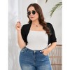 Plus Size Cardigan Shrug For Women Casual Short Sleeve Open Front Solid Curved Cardigan - 2 of 4