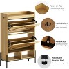 Shoe Organizer Cabinet with 2 Drawers - Freestanding Narrow Design for Entryway - Hidden Storage with Metal Legs - 3 of 4