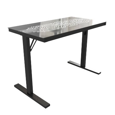 BlackArc Metrix 7 Gaming Desk: LED Lights, Tempered Glass, Steel Frame, No Storage