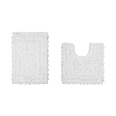 Lilly Crochet Collection 100% Cotton Tufted Reversible 2-Piece Bath Rug Set – Super Absorbent, Machine Washable Bathroom Mats with Crochet Pattern