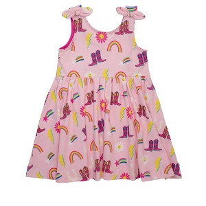RuffleButts Toddler Girls Tie Shoulder Twirl Dress - 1 of 4