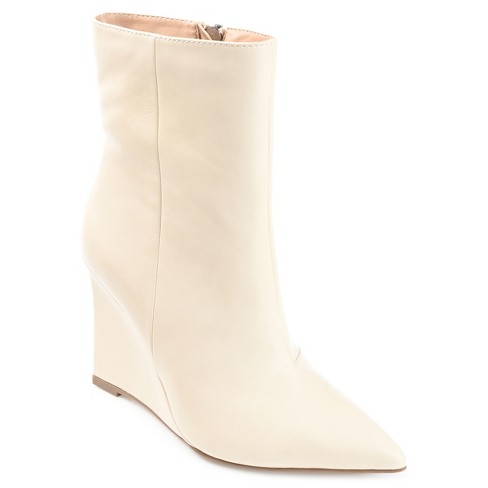 Journee Collection Womens Glorria Tru Comfort Foam Inside Zip Wedge Booties,  Beige 12 : Target