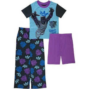 Marvel Little/Big Boy's 3-Piece Black Panther Pajama Set - 1 of 3