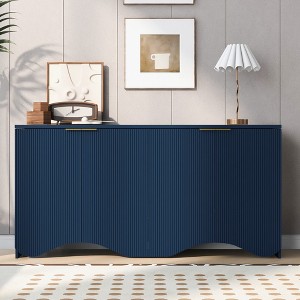 Bella Depot Four-Door Sideboard with Vertical Stripes and Wavy Design - 1 of 4