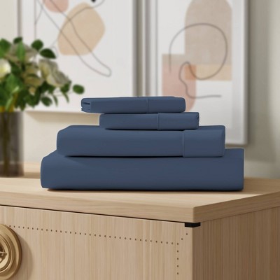 Full Navy Cotton Percale Sheet Set for Kids