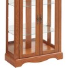 SpassWay 70"H Living Room Corner Display Cabinet with Glass Shelves Lighting Cherry and Oak - 4 of 4