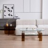 MAYEERTY Tempered Glass Coffee Table, Modern Glass Coffee Table for Living Room, 2-Tier Storage Center Coffee Table with Brown Legs - 3 of 4