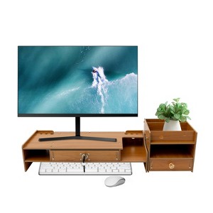 YIYIBYUS Desktop Organizer Rack, Computer Monitor Stand with Lockable Drawer, Monitor Stand - 1 of 4