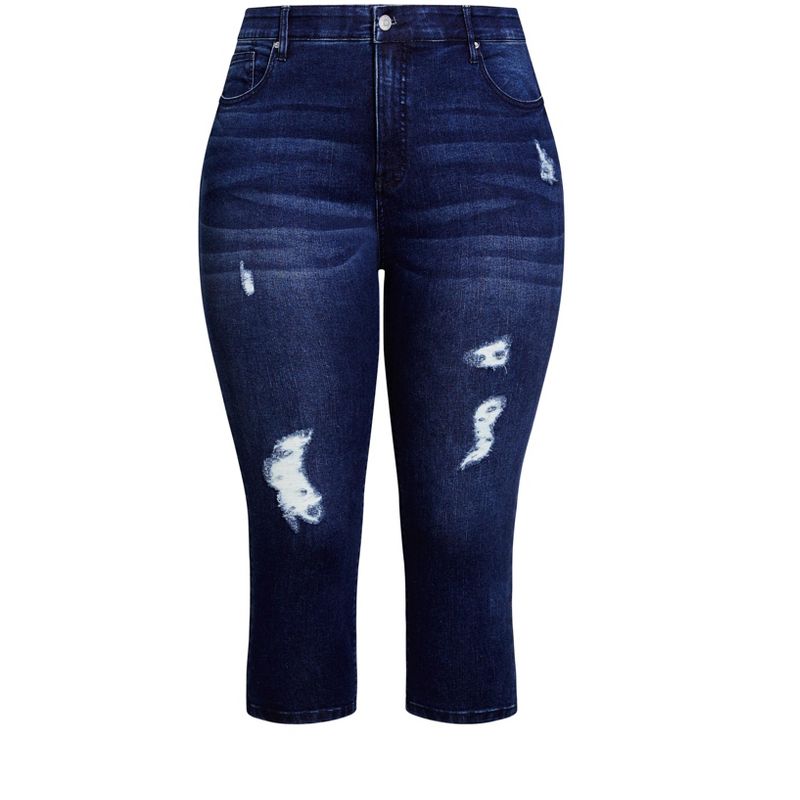 Women's Plus Size  Holly Crop Ripped Jean - dark wash | AVENUE., 3 of 4