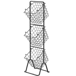 Oceanstar 3-Tier Metal Wire Storage Basket Stand with Removable Baskets – Black - 1 of 4