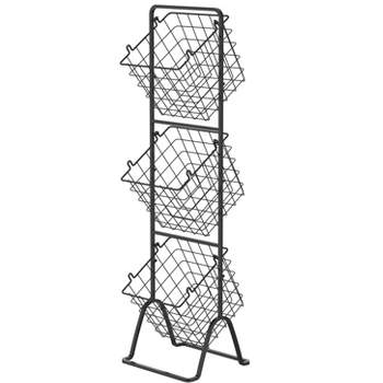 Oceanstar 3-Tier Metal Wire Storage Basket Stand with Removable Baskets – Black