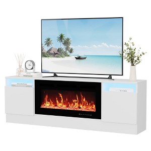 70 in Gray TV Stand for Living Room – Modern Wooden TV Console Table with Storage Cabinet, Fits TVs up to 75 in,(Fireplace Not Included) - 1 of 4