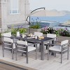 7-Piece Outdoor Dining Set, Acacia Wood Patio Table and Chairs for 6 with 72.8" Rectangle Table, Ideal for Backyard, Garden, Poolside – Cuddlewood - 2 of 4