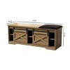 47" Farmhouse Storage Ottoman Bench with Sliding Barn Doors and Adjustable Shelves for Entryway -3irtyhousy - 4 of 4