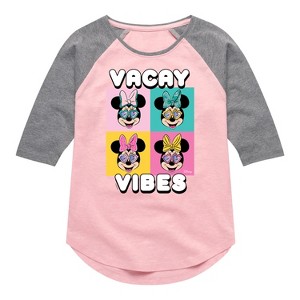 Girls' - Disney - Vacay Vibes Shirt Tail Raglan Graphic T-shirt - 1 of 3