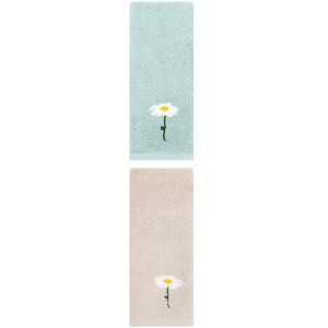 REGALWOVEN 2 Pack Cotton Floral Embroidered Soft Absorbent Bathroom Hand Towels 13" x 30" - 1 of 4