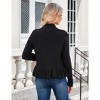 Women's Tie Front Cardigan with Ruffled Hem Lapel Neck Long Sleeve Knit Sweater - 4 of 4