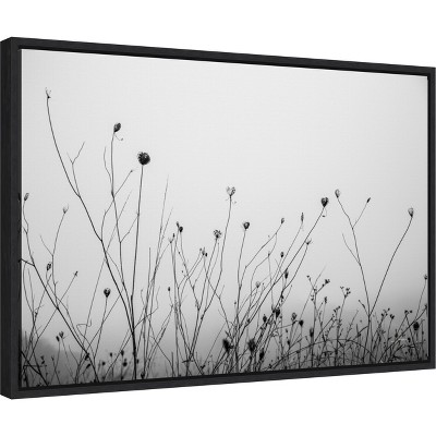 Black and White Botanical Canvas Print with Frame, 23 x 16 inches
