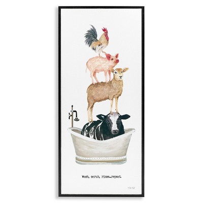 Stupell Industries Wash Scrub Rinse Animals, 13" x 30"