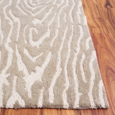 Grey and Ivory Handmade Wool Tufted Area Rug 6' x 9'