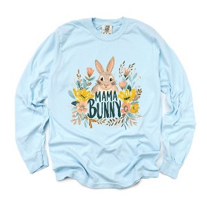 Simply Sage Market Women's Mama Bunny Floral Long Sleeve Garment Dyed Tee - 1 of 3