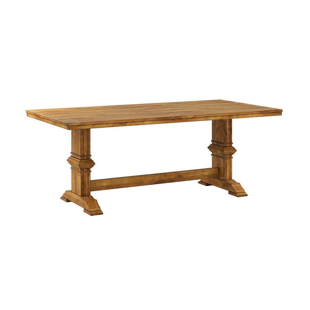 Photos - Dining Table Delaney Two Toned Rectangular Solid Wood Top  Oak - Inspire Q