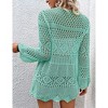 Womens Cardigan Spring Tops Sheer Lightweight Summer Cardigan Beach Cover Up Tops V Neck Lantern Sleeve Sweater Cardigan - 2 of 4