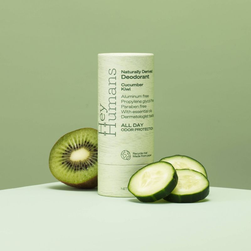 Hey Humans Cucumber Kiwi Aluminum Free Deodorant for Women + Men with Natural Ingredients, Shea Butter - 2oz, 4 of 13