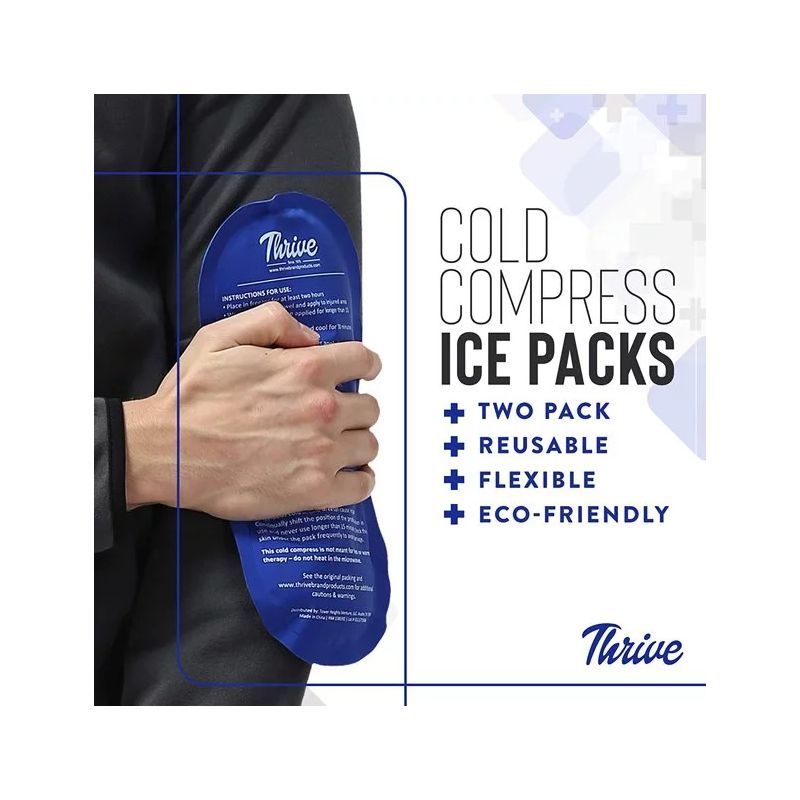 Thrive 2 Pack Reusable Cold Compress Ice Packs for Injury, Soft Touch Gel Ice Pack for Pain Relief & Rehabilitation, 4 of 9