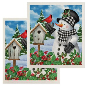 Briarwood Lane Checkered Snowman Swedish Dishcloth (2-pack) - 1 of 4