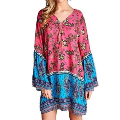 Women's Paisley Bell Sleeve Dress - Velzera
