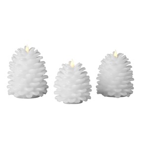 Christmas Pinecone Flameless Candle 3pc Set - 4x4, 4.3x5, 5x6 White - 1 of 2