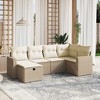 vidaXL 6 Piece Patio Sofa Set with Cushions Beige Poly Rattan - Beige and Cream Without Storage 6 Piece - 2 of 4