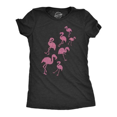 Womens Glitter Flamingos T Shirt Funny Cute Top Vacation Graphic Novelty Tee For Ladies - Crazy Dog Women's T Shirt