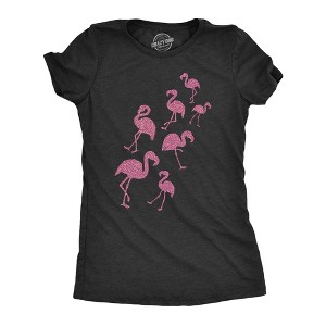 Womens Glitter Flamingos T Shirt Funny Cute Top Vacation Graphic Novelty Tee For Ladies - Crazy Dog Women's T Shirt - 1 of 4