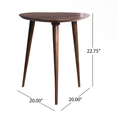Midcentury Triangular Walnut Wood End Table