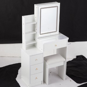NicBex 29.2" Small Vanity Desk with Touch Sliding LED Mirror,Makeup Vanity with Cushioned Stool,Vanity Table with 2 AC+2 USB Power Station - 1 of 4