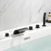 Cobbe 5-Hole Installation Tub Faucet Kit with 7.09-inch Wide Waterfall Spout, Hand Shower, 2 Switches and 1 Diverter Knob Matte Black - 4 of 4