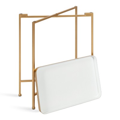 White and Gold Metal Foldable Tray Table