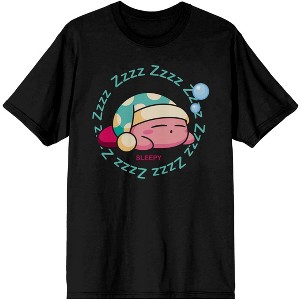 Kirby Sleepy Kirby Crew Neck Short Sleeve Men's Black T-shirt - 1 of 4