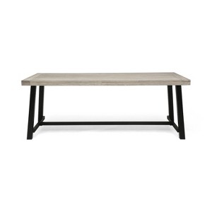 GDFStudio Emersyn Outdoor Acacia Wood and Iron Dining Table with Slat Top - 1 of 4