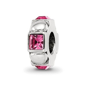 Black Bow Jewelry Sterling Silver with Pink Crystals Geometric Spacer Bead Charm - 1 of 4