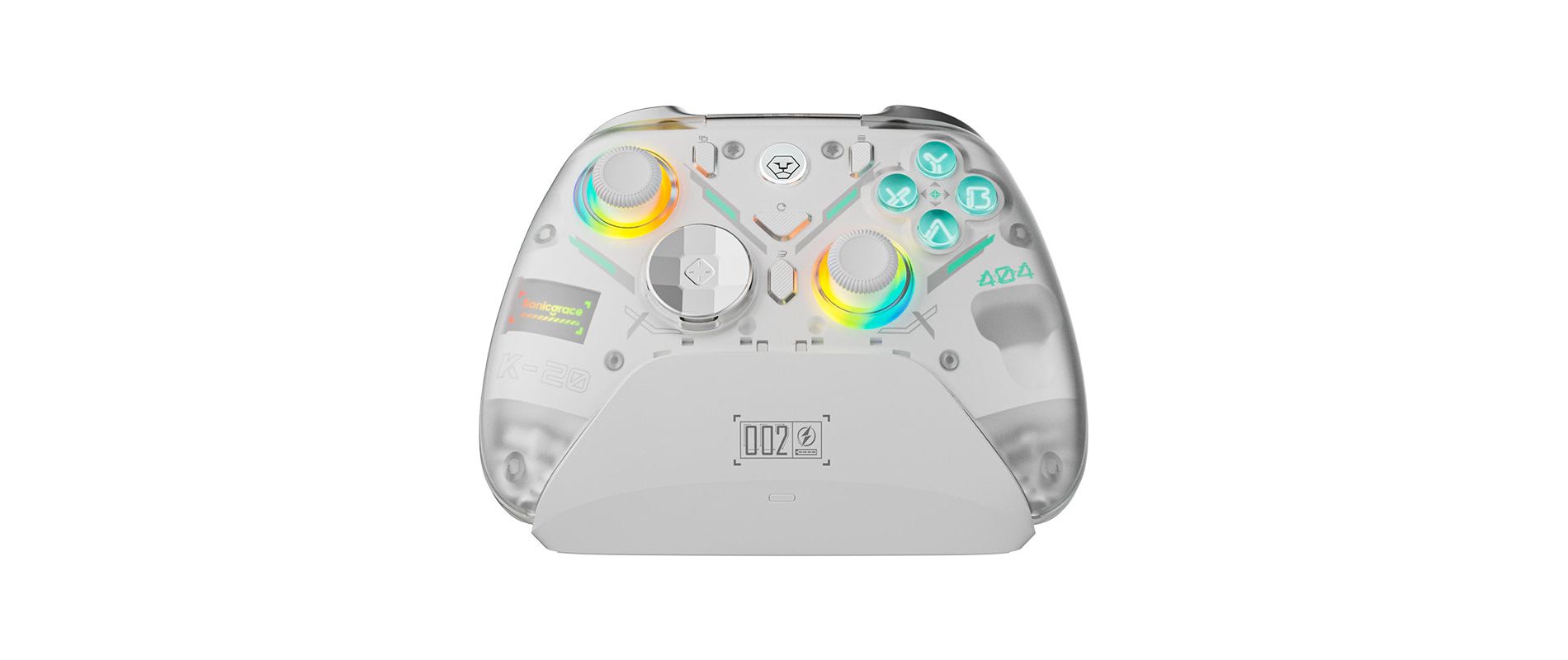 Sonicgrace Wireless Gaming Controller with RGB Light & Charging Dock, compatible with Steamdeck, Nintendo Switch, PC, Android & iOS