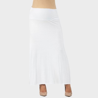 24seven Comfort Aapparel Maternity Solid Color Elastic Waist Maxi Skirt